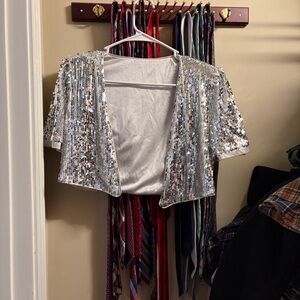 Silver sequin cropped cardigan
